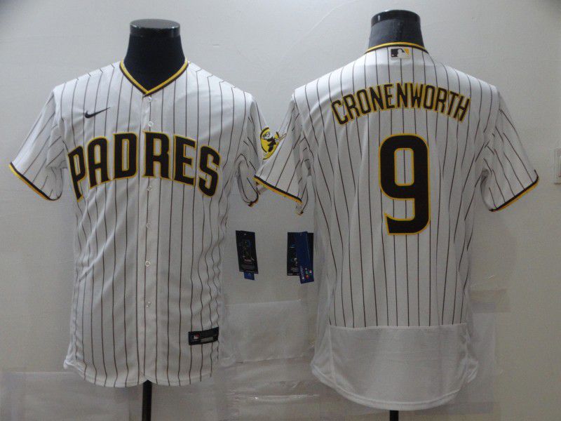 Men San Diego Padres #9 Cronenworth White Strip Elite Nike MLB Jerseys